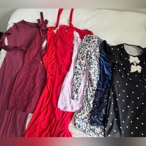 SHEIN Long Sleeve Dresses - Burgundy, Red, Lavender, Floral, Navy, Black